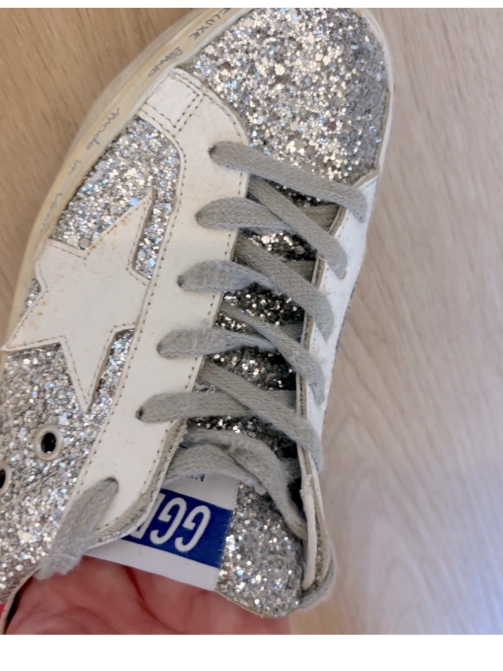 Golden Goose Silver and Pink Glitter Sneakers - Picture 3 of 4